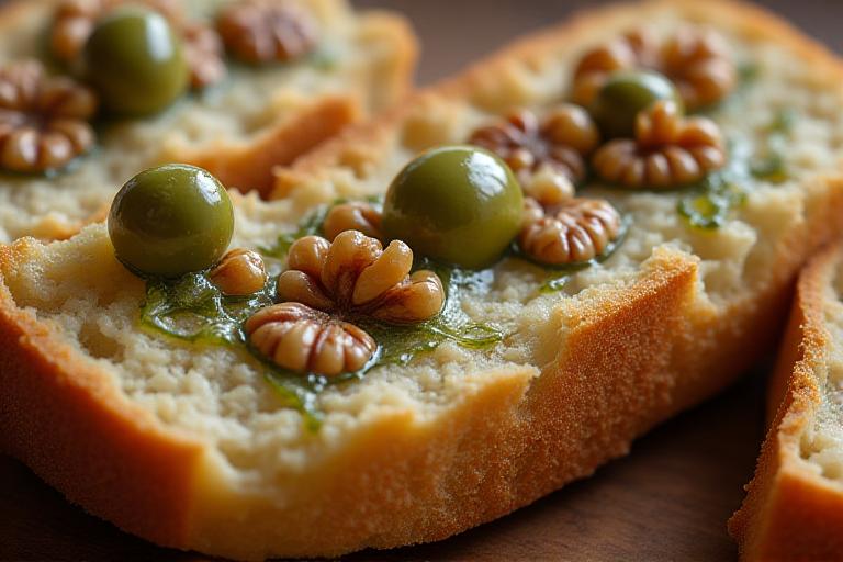 Pane speciale con olive e noci tostate